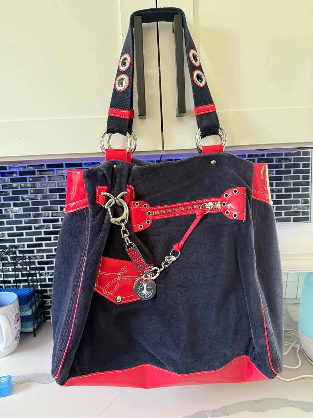 Y2K Juicy Couture Blue Suede Daydreamer with Red Patent Trim NEVER USED ⚓️💙❤️